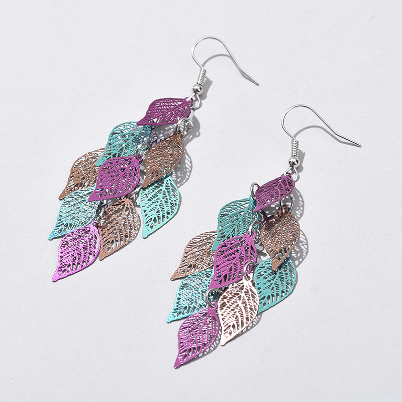 Vintage Hollow Leaves Earrings for Women Bohemian Colorful Long Dangle Earrings Jewelry boucle oreille femme: PALLADIUM