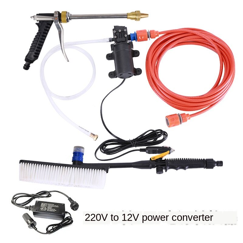 Single Pump Portable Car Wash 12V Pump Home Use 220V High-Pressure Car Wash Brush Water Gun Car Wash Artifact