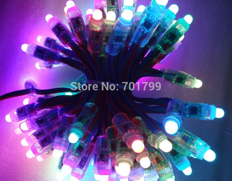 100 stks DC12V 12mm WS2811 led smart pixel knooppunt met alle kleur draad (20AWG), IP68 nominale; 4 inches (10 cm) draad afstand