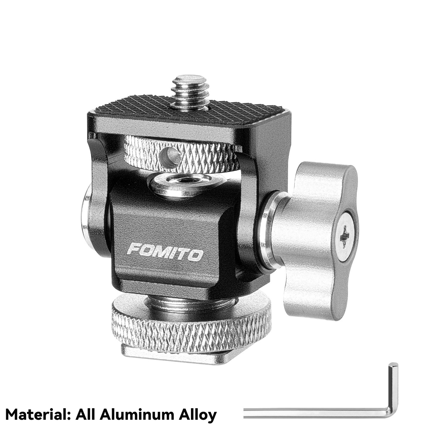 Mini soporte para Monitor, cabezal de trípode, adaptador de zapata fría de 1/4 pulgadas para montaje de Monitor de cámara, Flash, micrófono, luz de relleno LED: Blanco