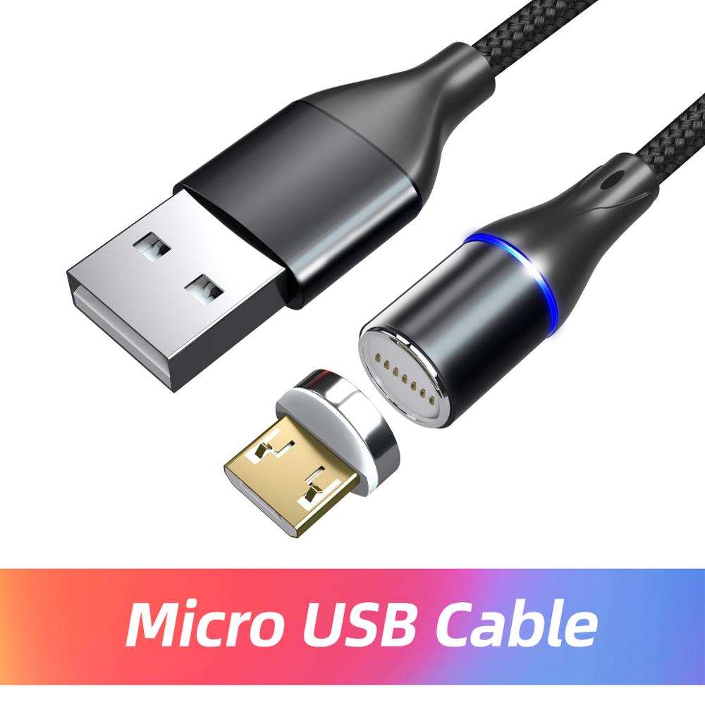 ANMONE Magnetische Kabel Mikro USB Kabel 3A Schnell Ladegerät Schnell Ladung Magnet Draht Android Ladekabel für Telefon Tablette: Schwarz magnetisch Kabel