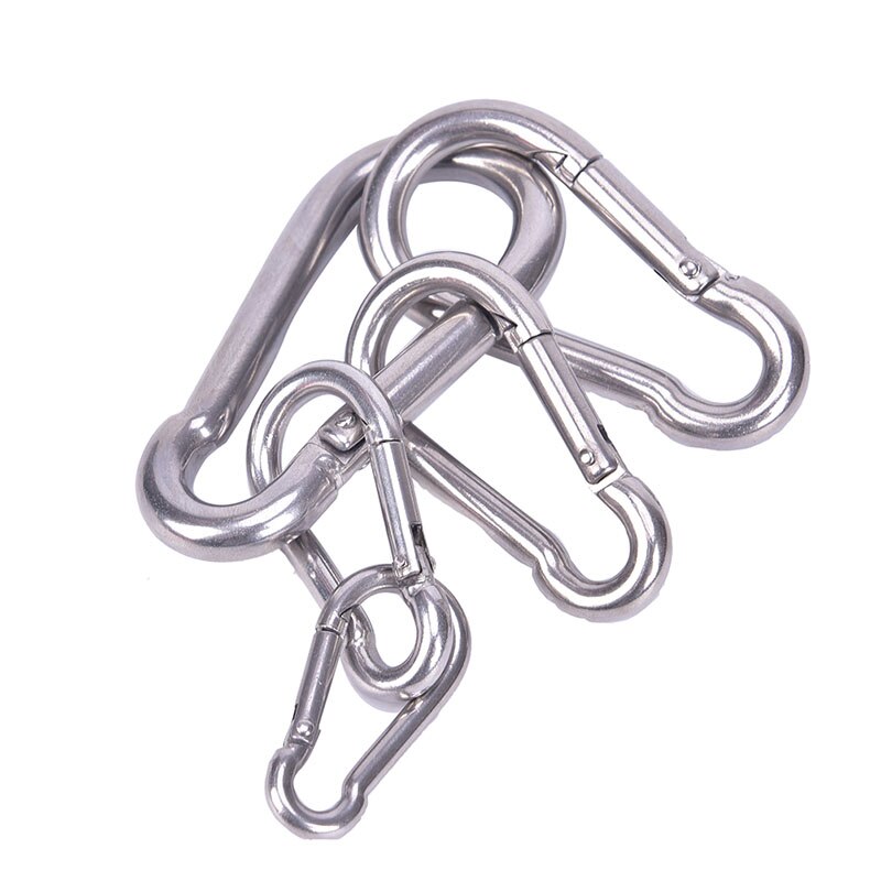 Mosquetón con resorte de acero inoxidable 304, herramienta múltiple, accesorios para escalada en roca, gancho de presión, llavero, cierre de eslabón rápido, 5 tipos, 1 ud.