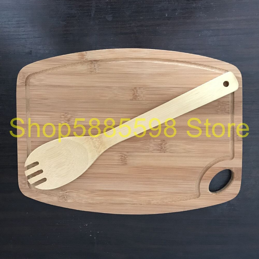 Natuurlijke Snijplank Voedsel Snijplank Bamboe Snijplank Keuken Snijplank Met Vork Lepel