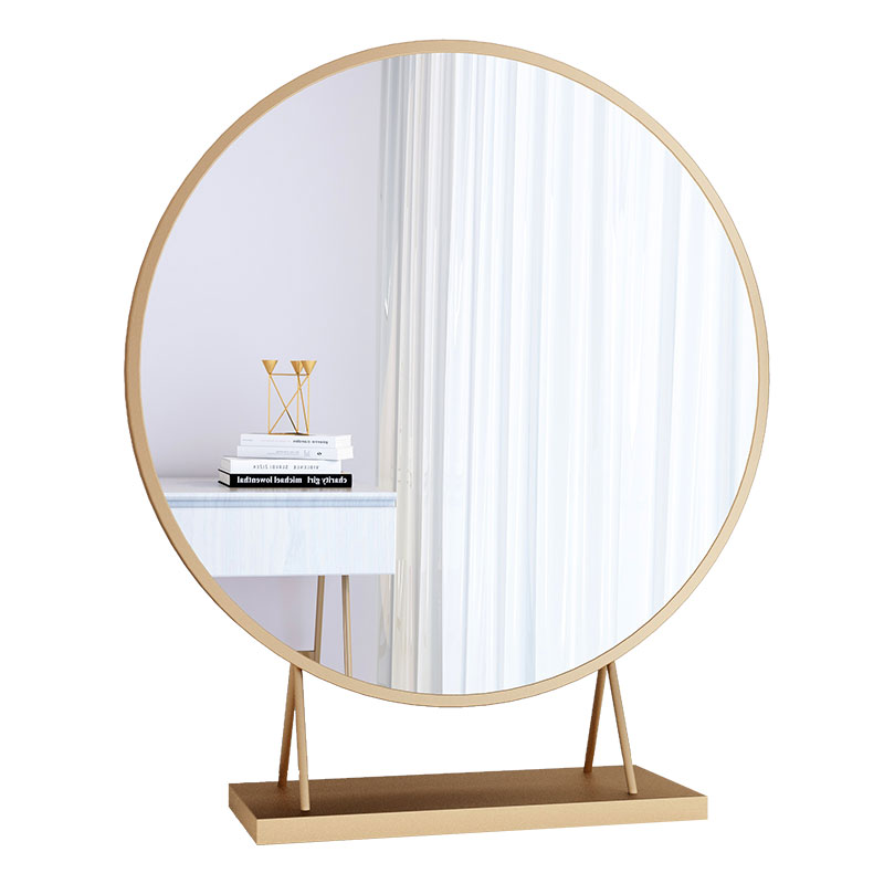 Nordisk metalramme desktop makeup spejl hd billede toiletbord rundt espelho solid pålidelig soveværelse glas dekoration