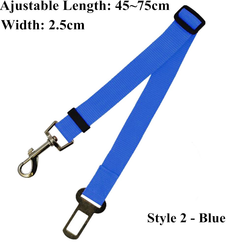 Verstelbare Nylon Pet Hond Autogordel Kat Puppy Lood Kleine Medium Honden Voertuig Leven Veiligheid Riem voor Teddy Yokie: 1pc style 2 blue