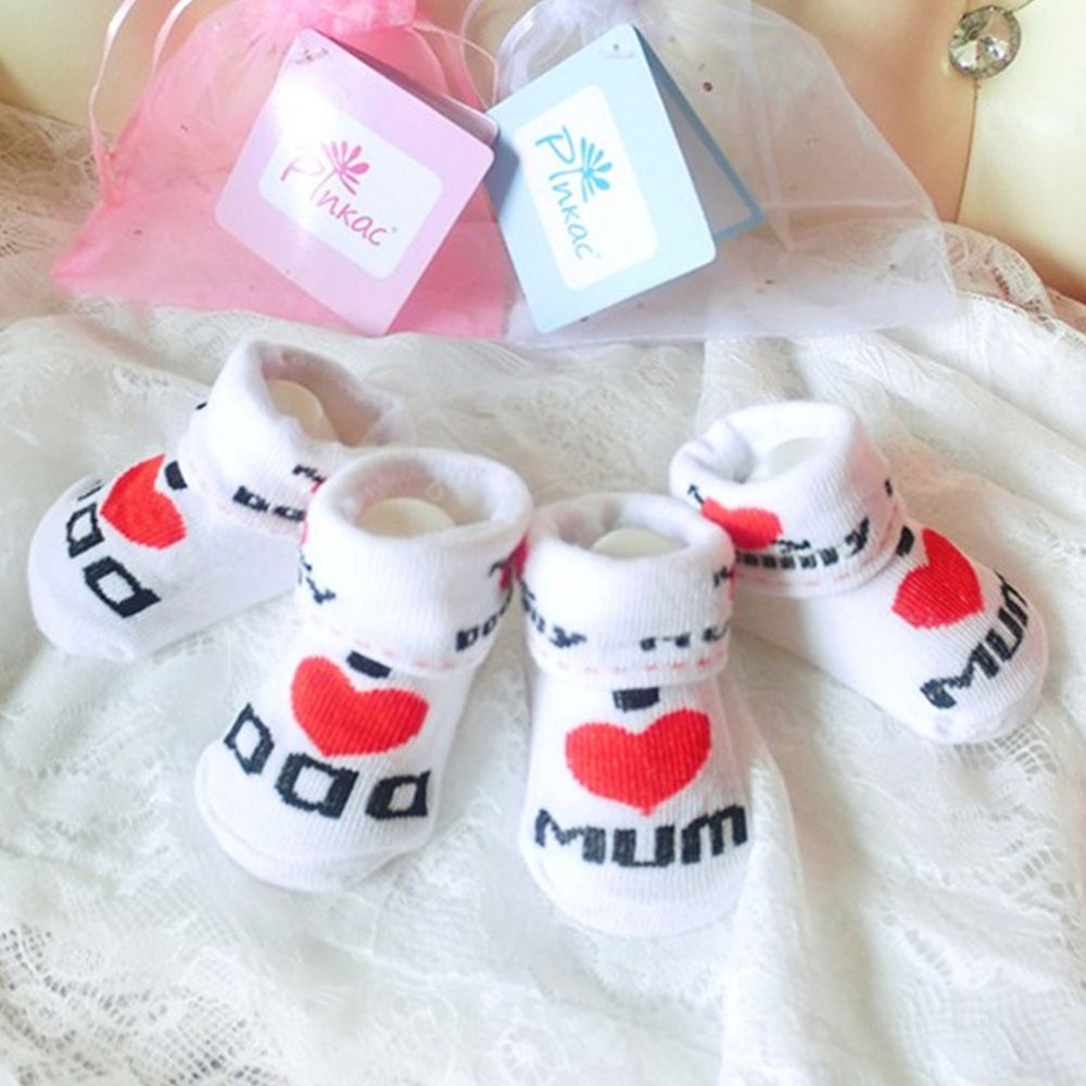Newborn Baby Toddler Infant Boys Girl Cotton Love Mom/Dad Socks 0~6 Months