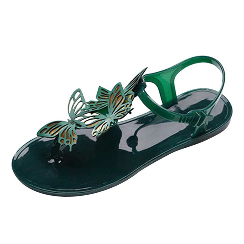 Summer Female Sandals Crystal Jelly Shoes Woman Flat Bottom Lady Casual Summer Beach Butterfly Flip Flops White Footwear