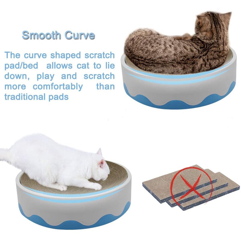 Cardboard Cat Scratcher Scratch Pad Reversible & Replaceable Cake Shaped Cat Lounge Bed Corrugated Scratching Pad with Catnip