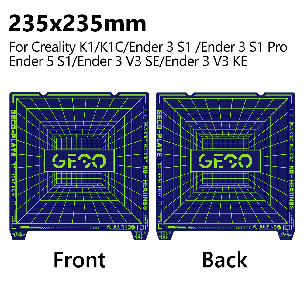 GECO Plate Pla Cold Build Pate For X1C P1S A1 Kobra S1 K1c Ender 3 Se K1 Max No Clog Spring Steel Double Sided Super Adhesion: 2.2mm / WHITE