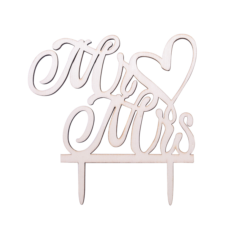 Pop Wedding Cake Topper Mr & Mrs Bridal Shower Wedding Anniversary Party Decorations Wooden Bride Groom Cake Decorating Tools