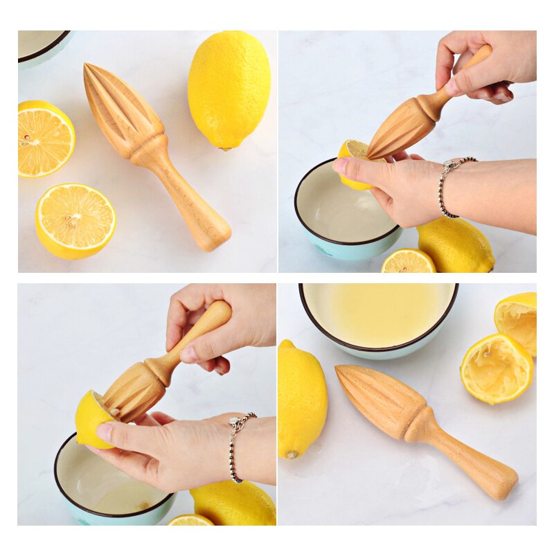 1PC Wooden Lemon Squeezer Hand Juicer Presses Manual Fruit Orange Citrus Juice Extractor Reamers Ten-angle Kitchen Gadget
