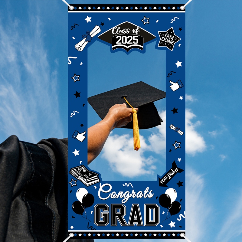 Accesorios para fotomatón de graduación de 2025, pancarta con marco para celebraciones de graduación de la clase de 2025, decoración, fondo de fotografía, suministros para fiestas