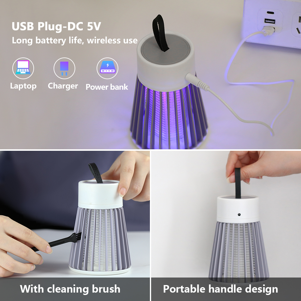 Muggenmoordenaar Lamp, Elektrische schok Insect Zapper USB, Slaapkamer Buitengebruik, Twee-in-één insectenval voor moeders Wespen Muggen, Draagbaar