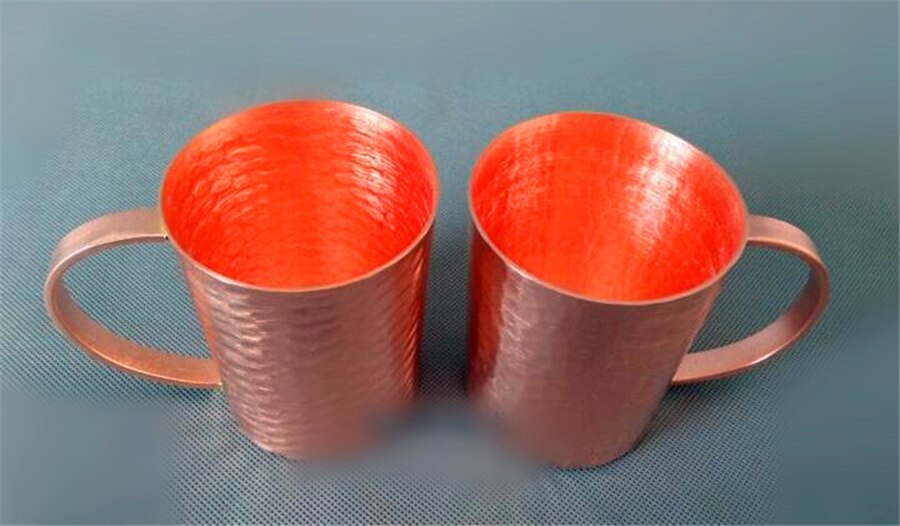 taza de cobre puro hecha a mano grueso sólido pulido fino Prevención de Vitiligo púrpura con tapa tazas de café