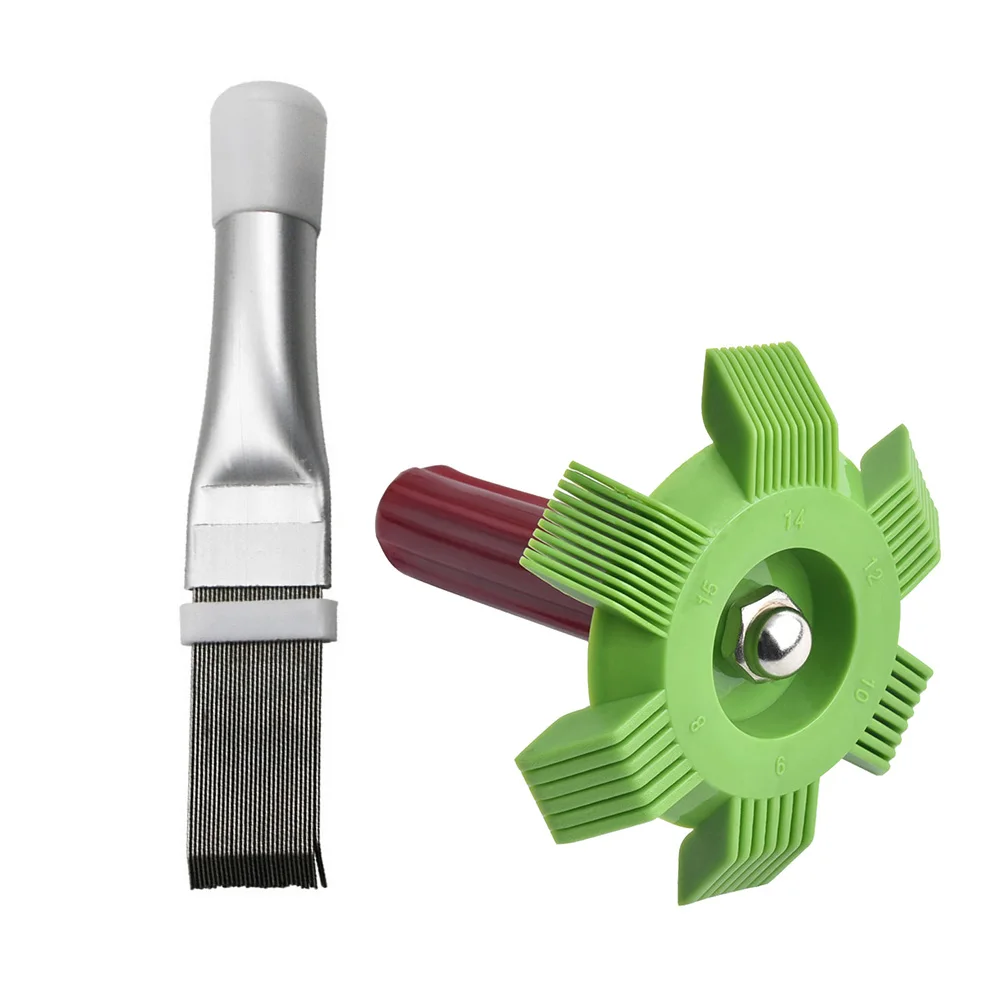 impostato di pettini per alette del condensatore del radiatore dell'auto universale impostato di piastre per bobine del condizionatore d'aria strumento per la pulizia delle mani riparazione del sistema di raffreddamento automatico: Blu