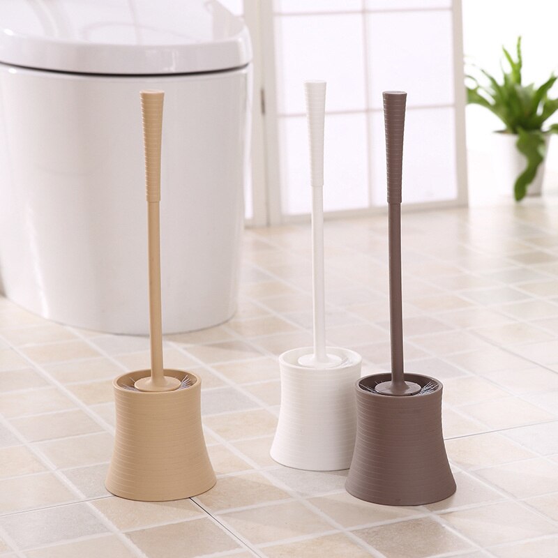 Plastic Toilet Brush Cover Round Head Toilet Cleaning Brush Anti Slip Handle Toilet Cleaning Brush Set