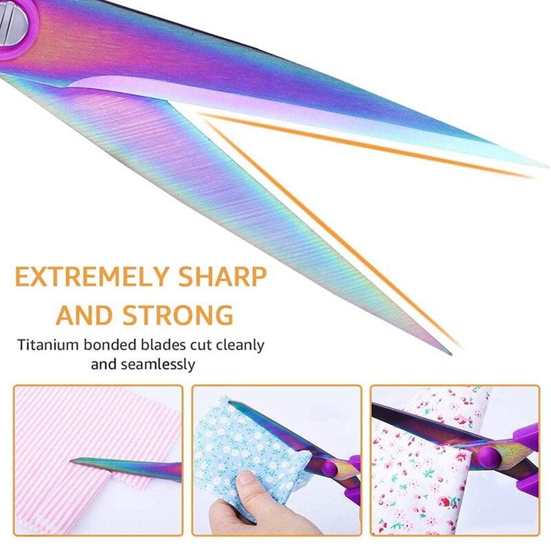 Pack Of 3 Sharp Scissors, Dressmaking Scissors, Fabric Scissors, Titanium Scissors, Multi-Purpose Scissors