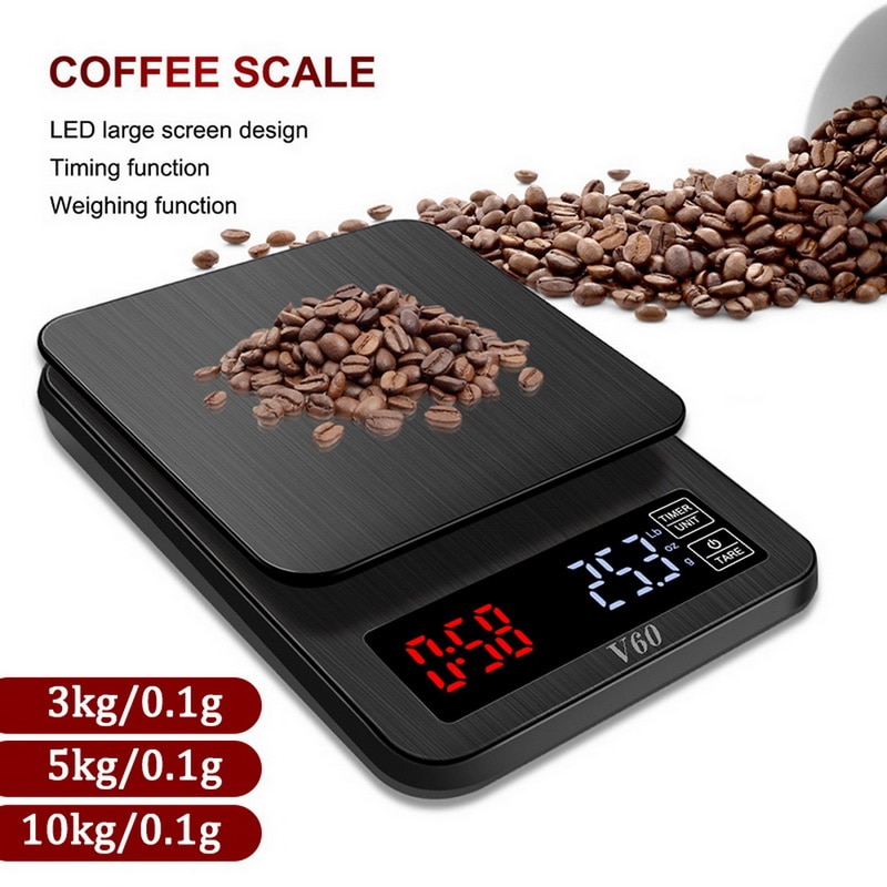 Balanza de cocina electrónica de precisión, balanza Digital LCD para café con temporizador, balanza de peso, balanza doméstica, herramientas de pesaje de alimentos