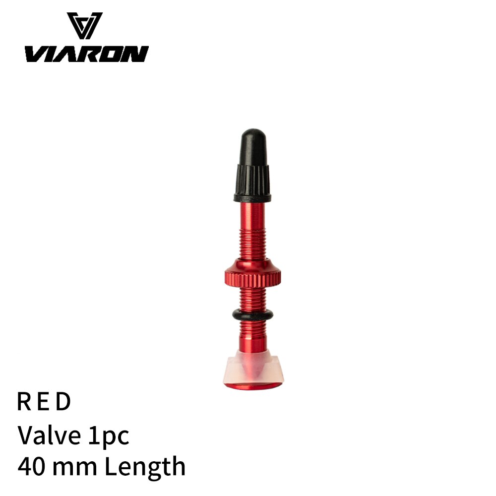 VIARON Bicycle Valve 40mm/60mm MTB Road Bike Tubeless Tires Conversion Anodize Aluminum Alloy Sealant Accessories: 40mm Red 1pc