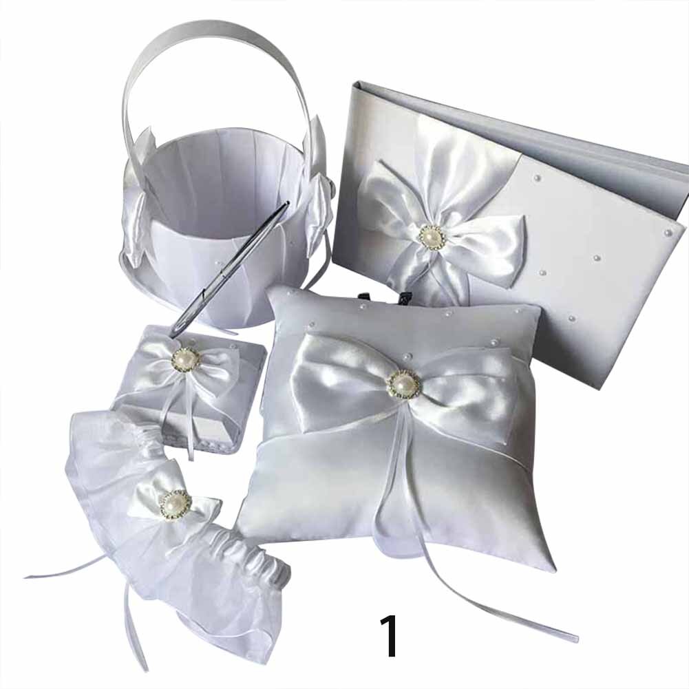 1Set Wedding Guest Book Pen Pillow Flower Basket Set Boite Carte Mariage Wedding Engagement Party Decoration: 1