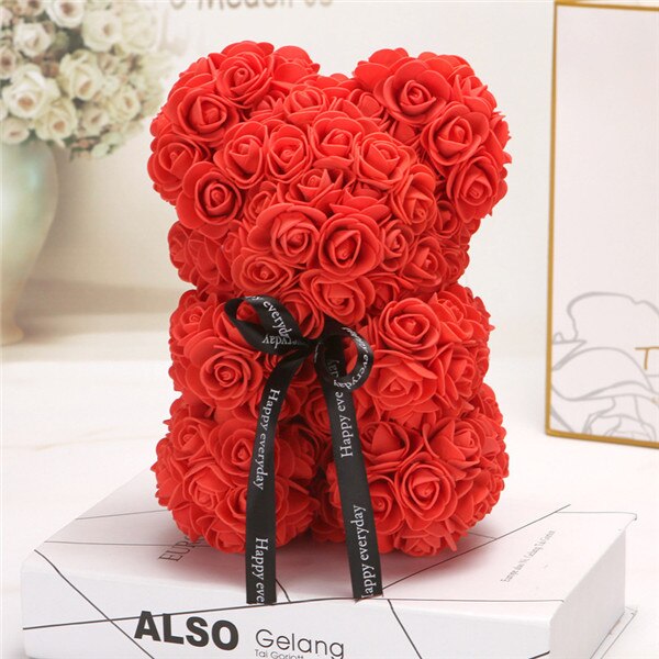 Foam Beer Van Rozen Rose Bloem beer Kunstmatige bloem roos Jaar Vrouwen Valentijnsdag Party Wedding decoratie: Rood / 25X20CM
