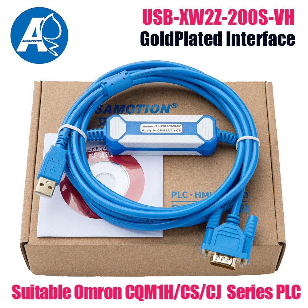 Amsamotion Upgraded PLC Programming Cable USB-XW2Z-200S-VH for Omron CQM1H / CPM2C Series USB To RS232 for COM1/cm2a/cs
