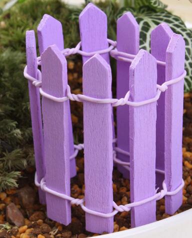 Multicolor Hout Hek Palissade Miniatuur Fairy Tuin Home Huizen Decoratie Mini Craft Micro Landschapsarchitectuur Decor DIY Accessoires: Paars
