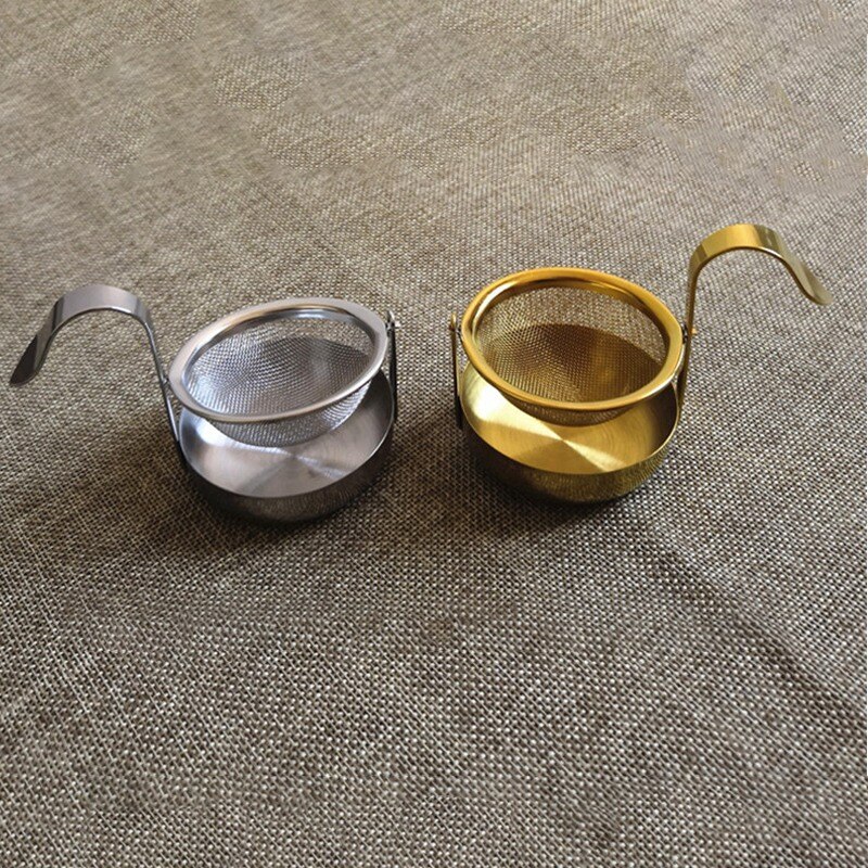 Stal nierdzewna obrotowa drobna siatka robić herbaty sitko robić herbaty zaparzacz robić herbaty z uchwytem złoto