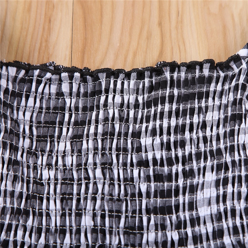 1-5T Toddler Kids Baby Girls Clotehs gingham Check Plaid Short Sleeve Summer Ruffle Dress cute sweet Lovely Outfit