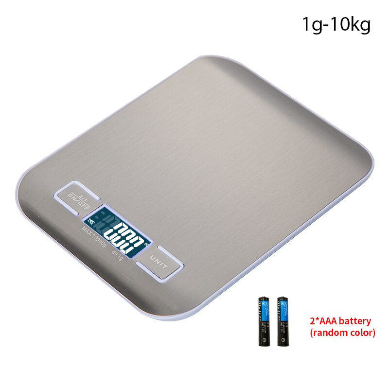 Kitchen Scale Electronic Food Scales Gram Digital Balance LCD Display Weight Ounces Cuisine Ultra Precision Weighing Waterproof: Silver 1g-10kg