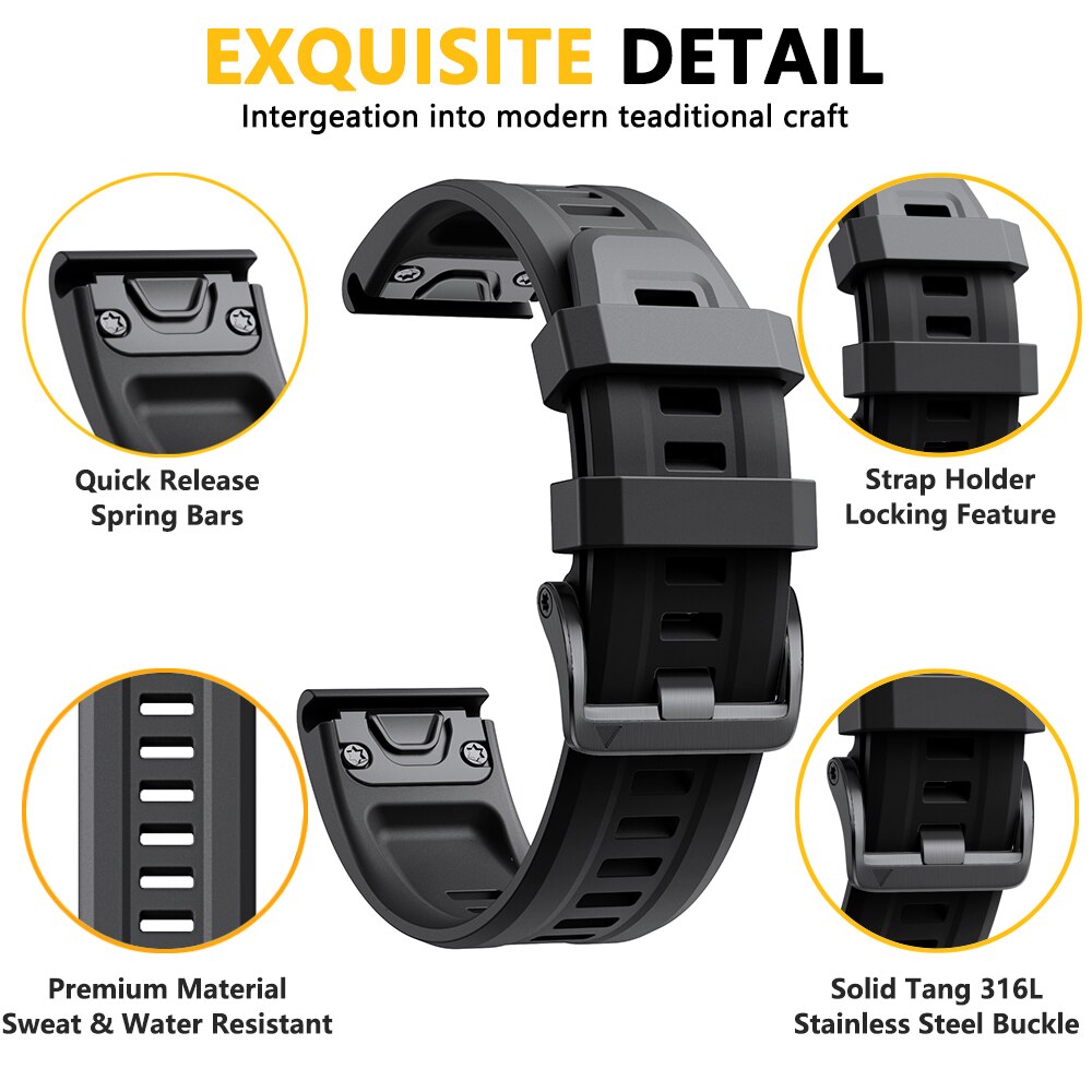 22 26mm Strap For Garmin Fenix7x/6x/6x Pro/5x/5x Plus Quick Fit Silicone Watchband for Fenix 5 6 7 Watch Bracelet Wristband