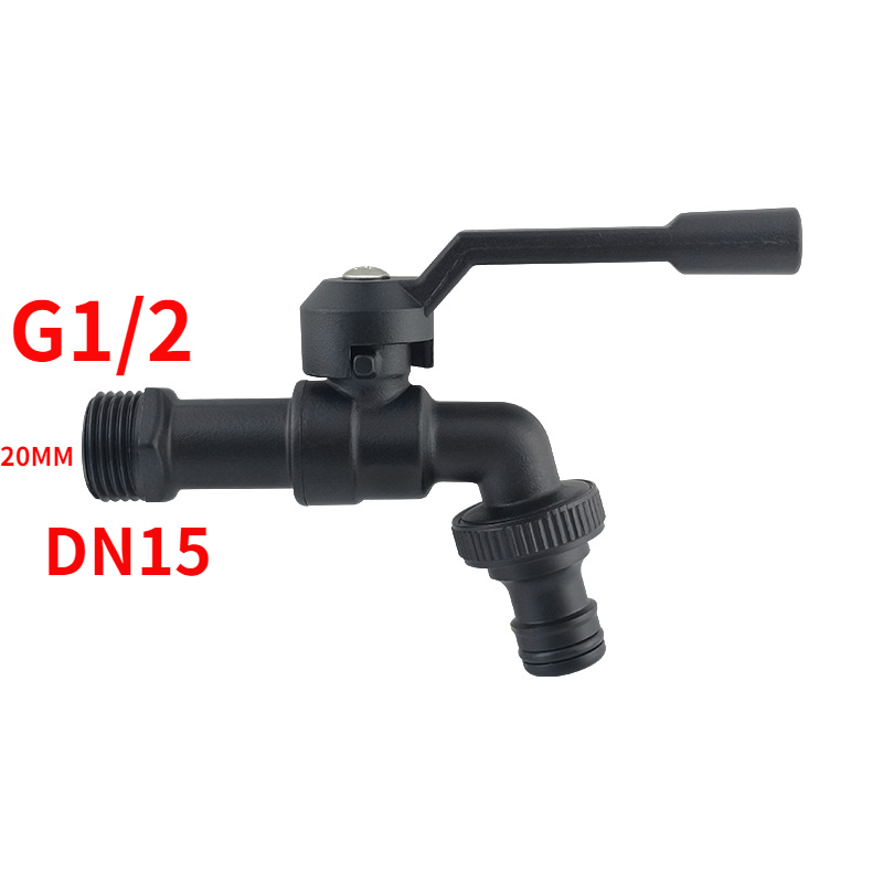 Grifo de manguera de jardín de latón negro, grifos anticongelantes para exteriores con salida doble para lavadora, grifo exterior de 3/4 pulgadas, jardín: Blanco