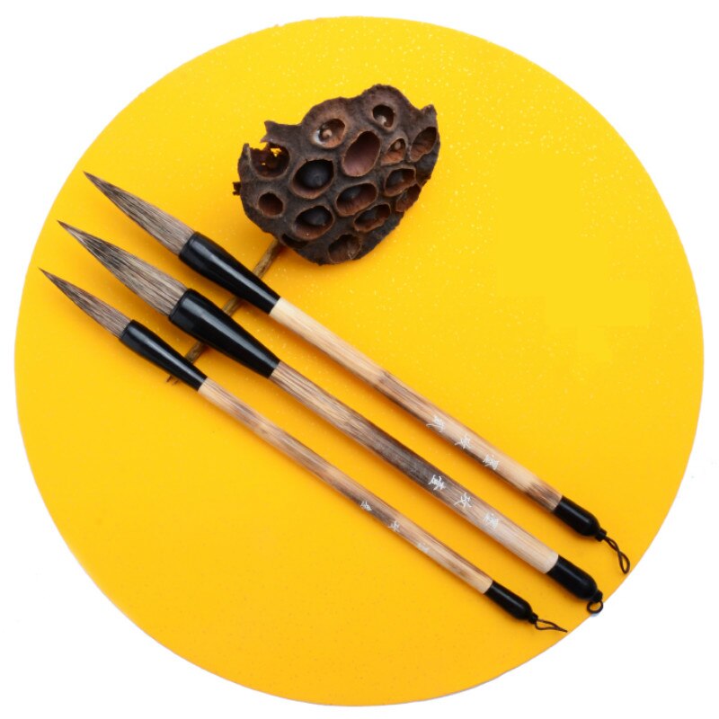 Calligraphy Brush Pen 3pcs/set Stone Badger Hair Brush Pen Set Caligrafia Tinta China Chinese Calligraphy Painting Brushes