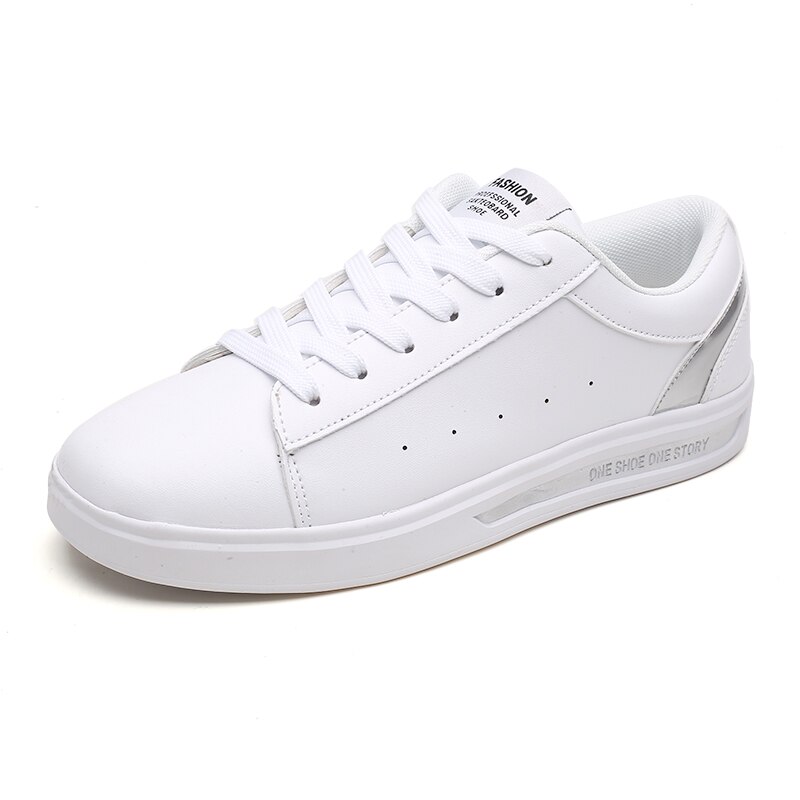 White Flats Sneakers Gym Sport Shoes Men Tennis Shoes Male Stability Athletic Trainers Tenis Plataforma Chaussure Homme: White / 9.5