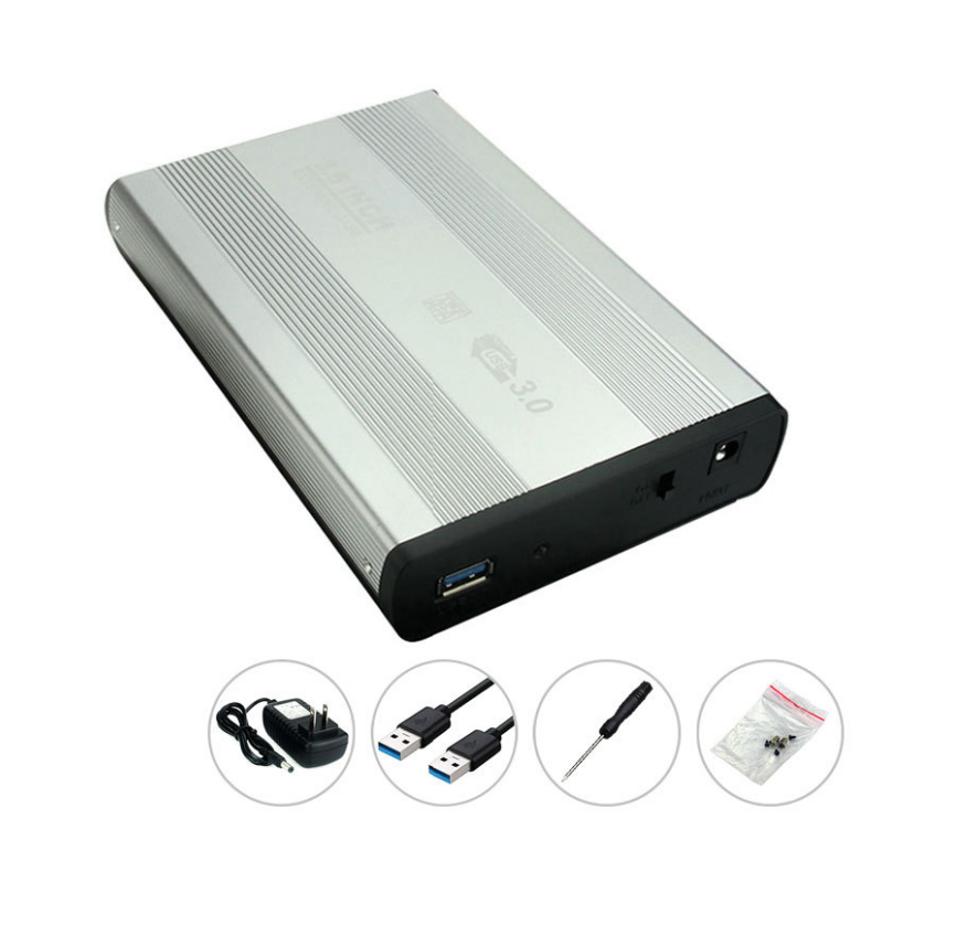 3,5 Zoll USB 3.0 SATA Externe Festplatte Festplattengehäuse Gehäuse Typ-C Externe Aufbewahrungsbox Unterstützung Festplatte: Grey