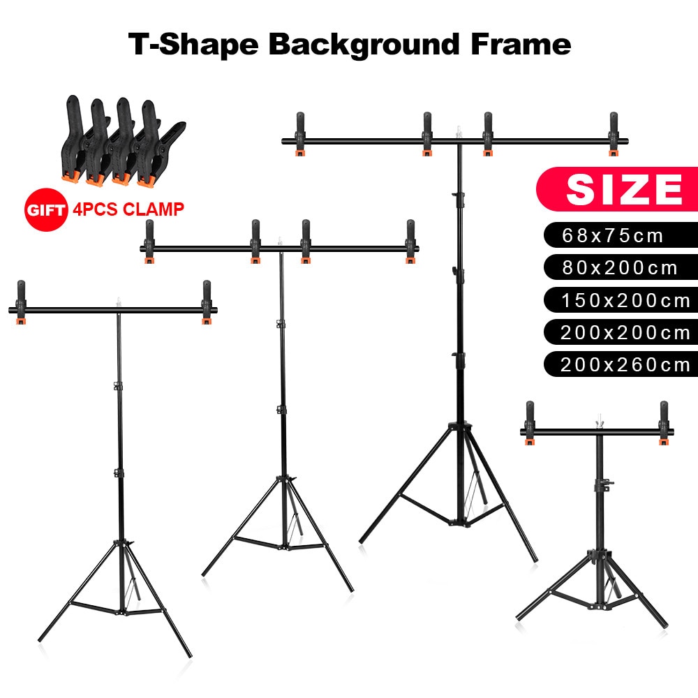 Fotografia t-forma fundo quadro foto pano de fundo stands sistema de apoio com braçadeiras para estúdio de vídeo chroma chave