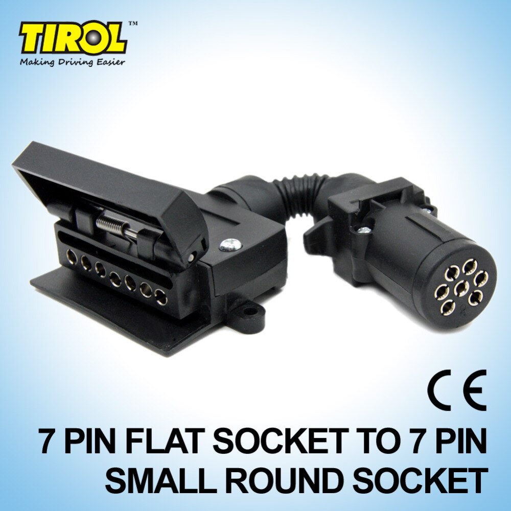 Tirol 7 Pin Australische Trailer Connector T21615b Voor Trailer Boot Truck Auto 7 Pin Platte Socket Om 7 Pin Ronde socket Met Klem