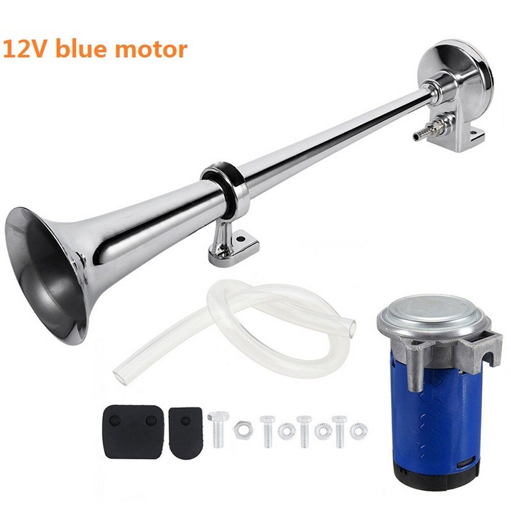 Universele Draagbare Duurzaam 450Mm * 95Mm 17 Inch Auto Luchthoorn 12V 150DB Super Luid Voor Truck auto Trein Boot Vrachtwagen Enkele Luidspreker: Blauw