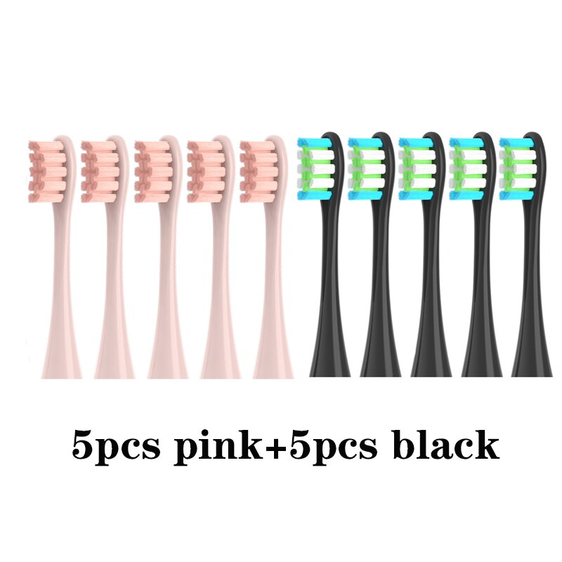 Replacement Brush Heads for Oclean X/ X PRO/ Z1/ F1/ One/ Air 2 /SE Sonic Electric Toothbrush Soft DuPont Bristle Nozzles 10 Pcs: 5pink 5black