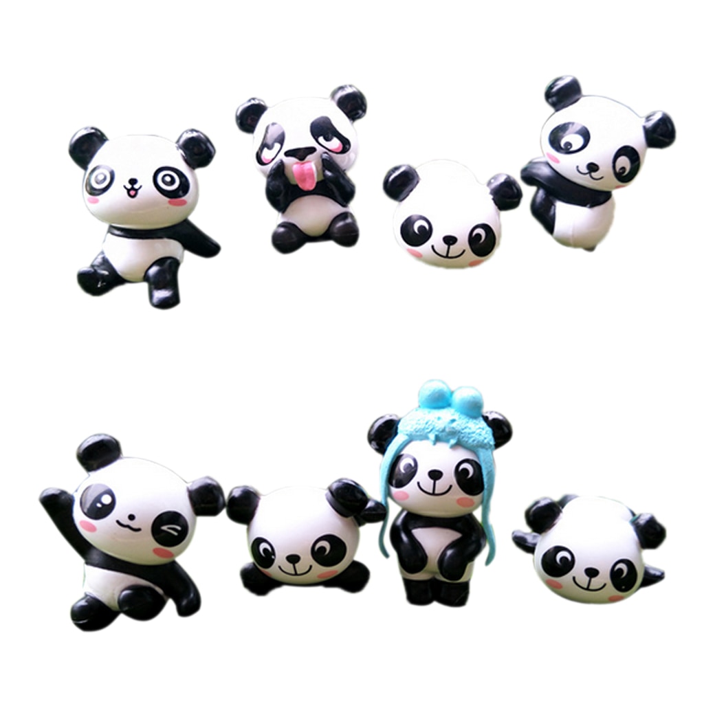 8 pieces Funny Panda Mini Bear Statue Bonsai Fairy Garden Landscape Decor