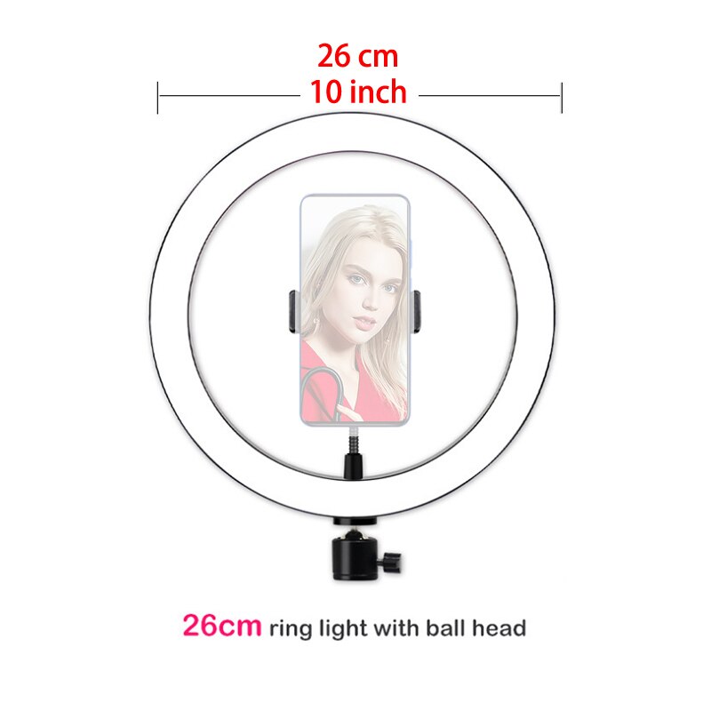 26Cm Ronde Ring Lamp Video Selfie Ring Met Telefoon Houder Voor Fotografie Verlichting Statief Stand Make-Up Lamp foto Foto Camera: 26cm