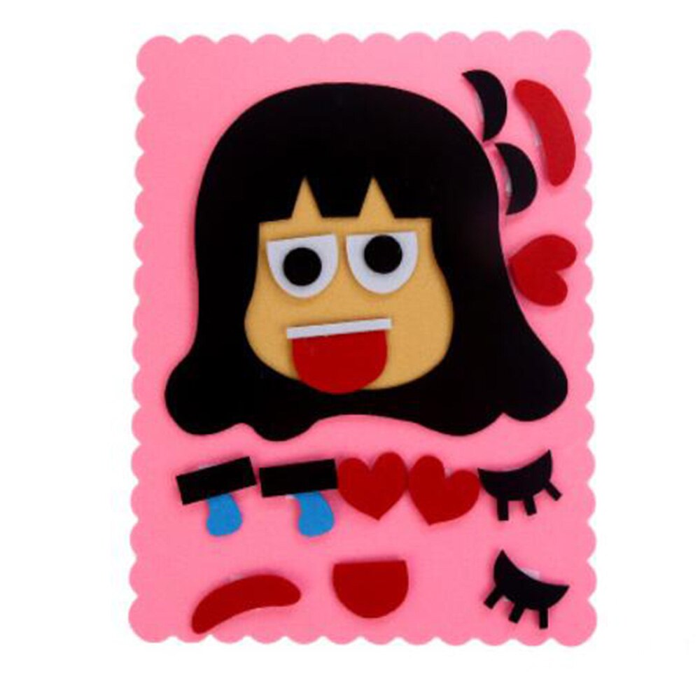 Diy Emotie Veranderen Puzzel Speelgoed Gezichtsuitdrukking Grappige Humor Non-woven Kinderen Handgemaakte Gezichtsuitdrukkingen Stickers: C