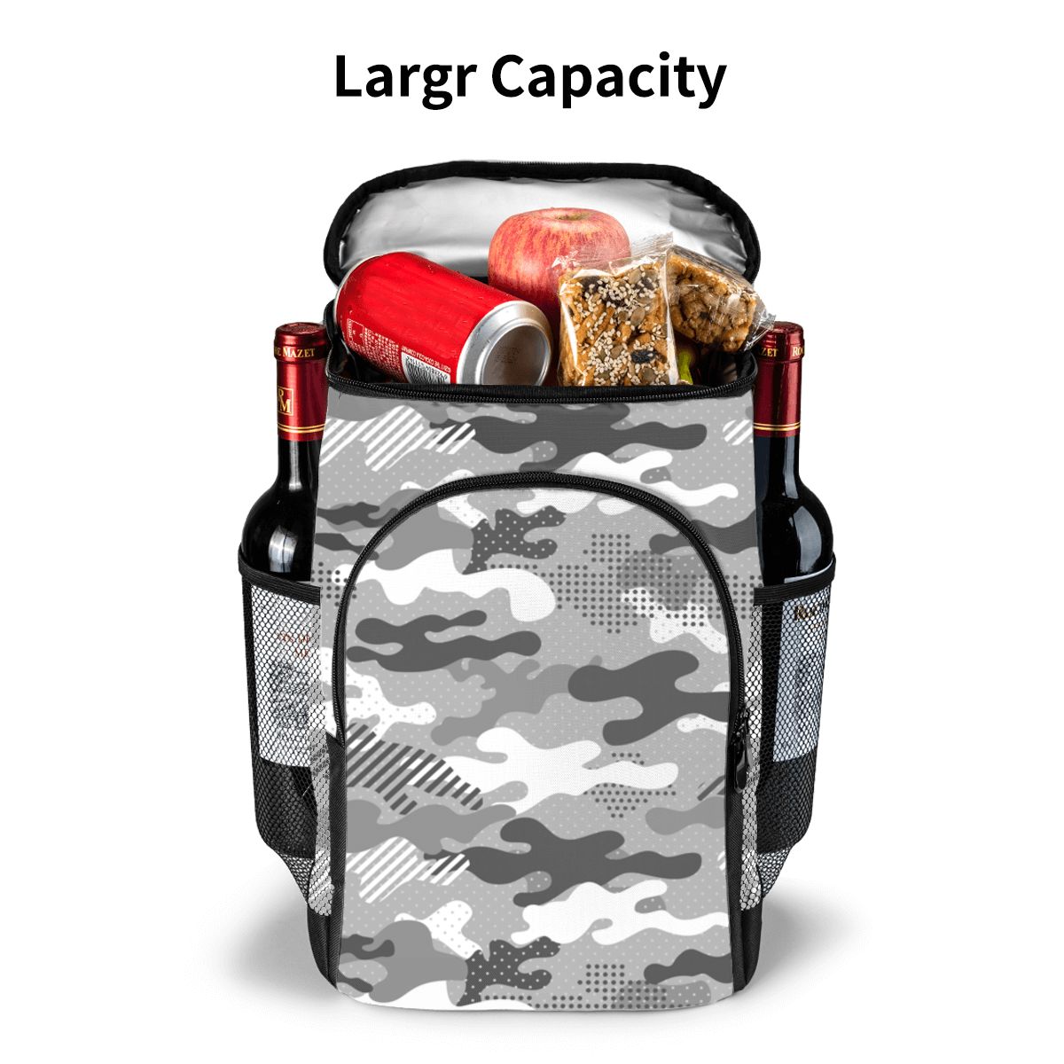 Camouflage 45 Cans Insulated Cooler Backpack Lunch Cooler Bag for Lunch Picnic Hiking Camping Beach Park Day Trips