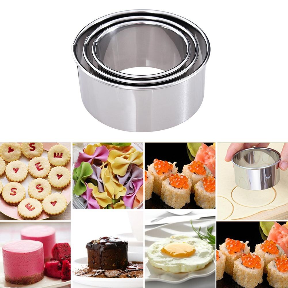 3 piezas de moldes de bolas de masa redonda de acero inoxidable tartas de huevo molde de envoltura de masa para cortar galletas herramientas de cocina