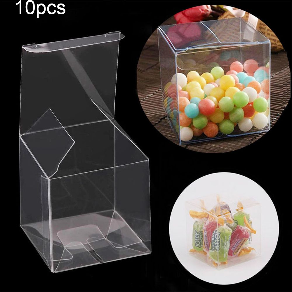 10 stuks transparante plastic snoepdoosjes, vierkante zakjes voor koekjes en chocolade, huwelijksbedankjes, zakjes voor huisdecoratie