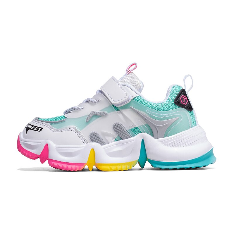 Høst barnesko regnbue sportssko til jenter chunky sneakers pustende mesh fritidssko til barn: Måneblå / 28