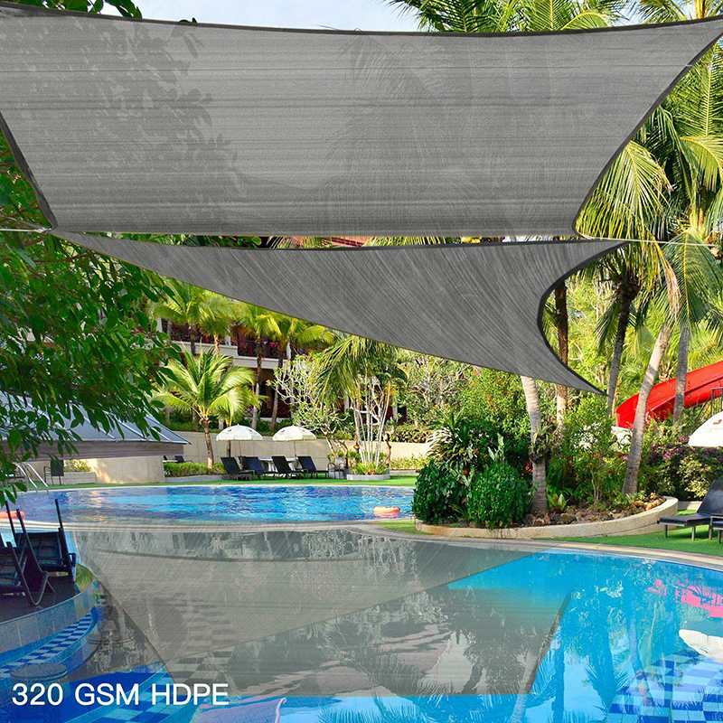 Extra Heavy Duty Sun Shade Sail Waterproof Sun Shelter Square Rectangle Triangle Grey Outdoor Canopy Garden Patio Pool Shade