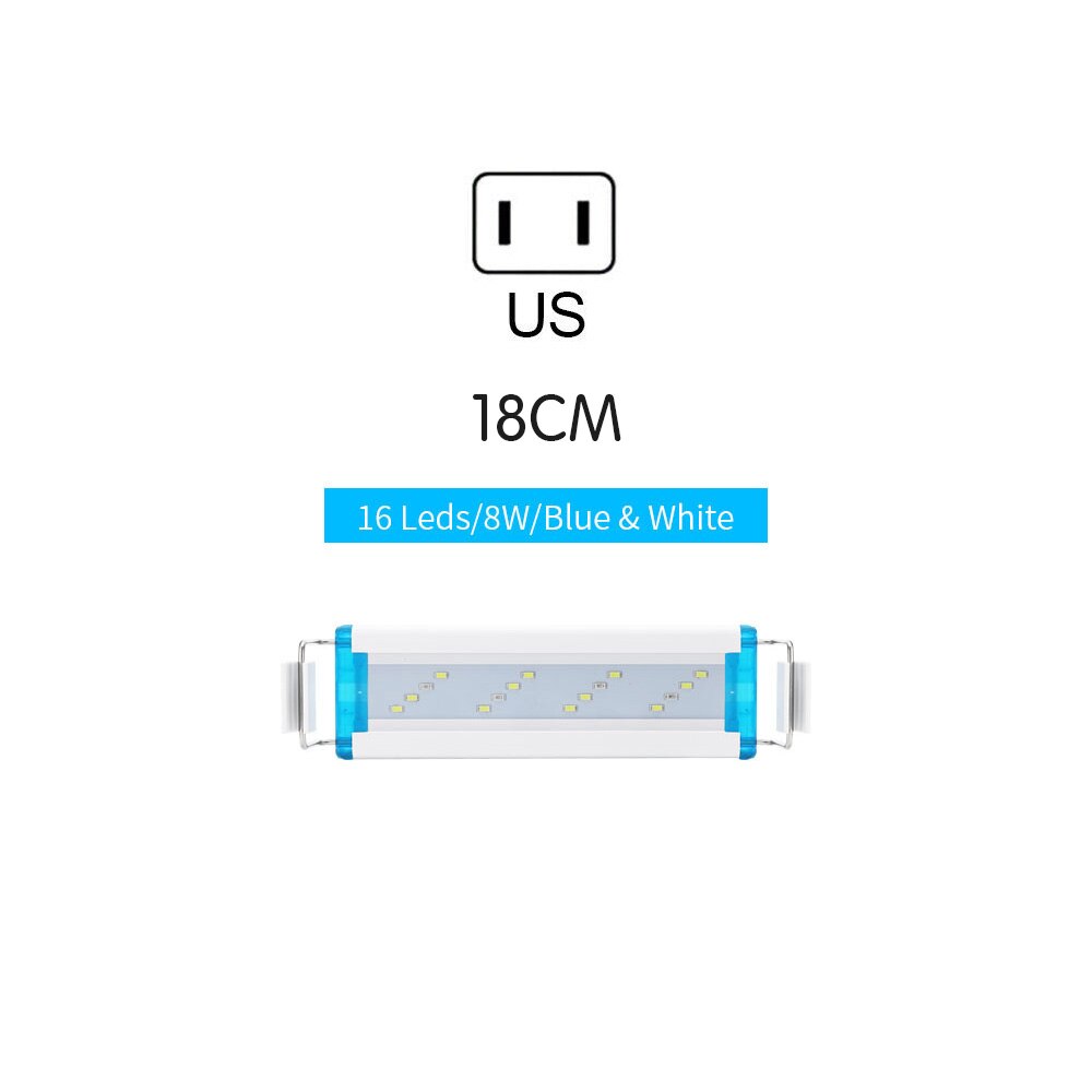 Aquarium Lighting Aquatic Plant Light Super Slim Blue LEDs 18-48CM Waterproof Clip On Lamp For Fish Tank Plant Grow Lighting: US 18CM