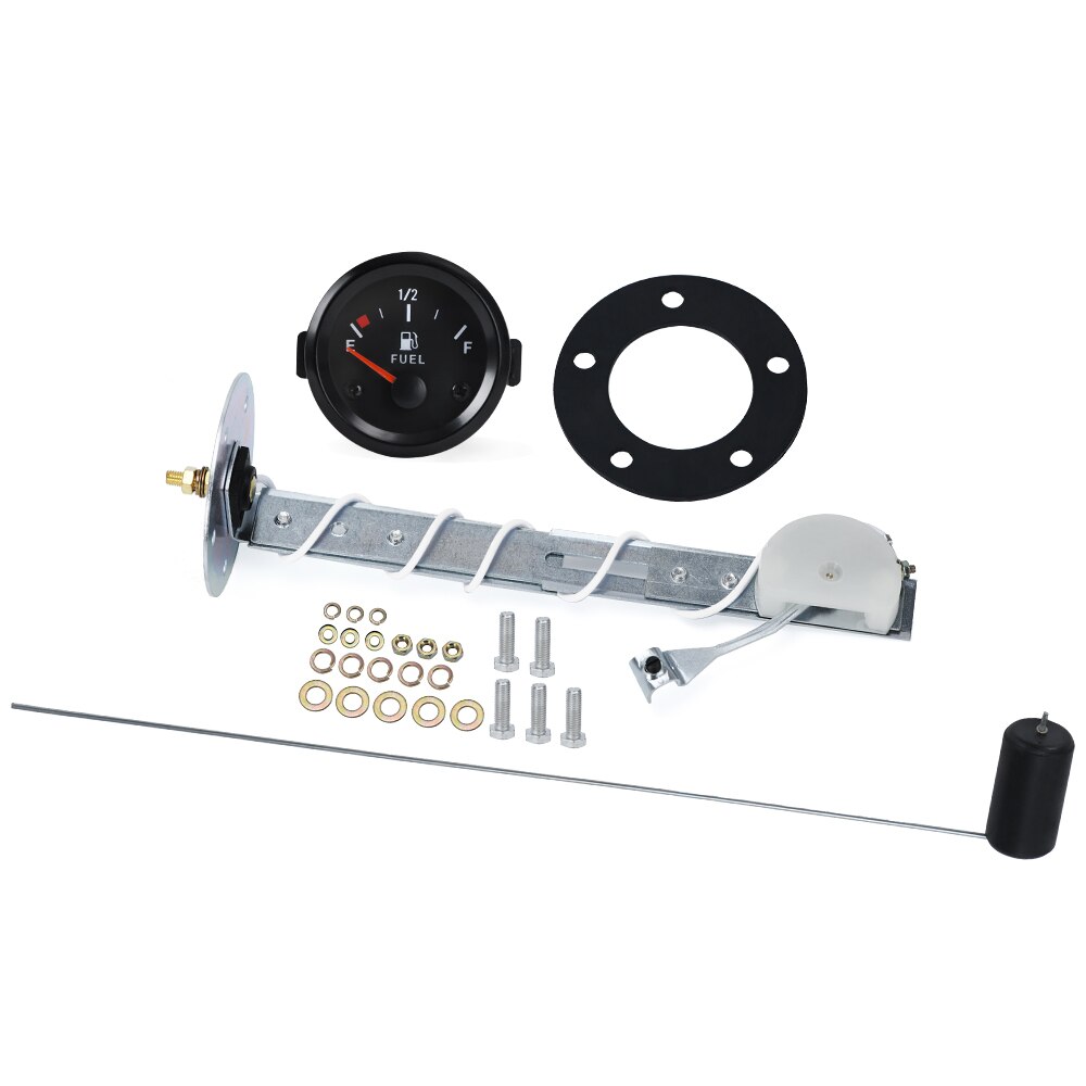 Universal 2" 52mm Fuel Level Gauge Car Vehicle Meter with Fuel Float Sensor White LED Light Black Shell Automotive Gauges 12V: Gauge and Sensor