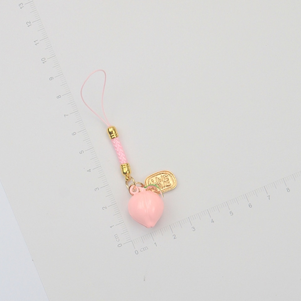 Beautiful Korean Style Smart phone Strap Lanyards for iPhone Samsung Pink Peach Bell Decor Mobile Phone Strap Rope Phone Charm